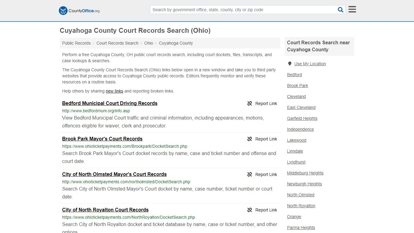 Cuyahoga County Court Records Search (Ohio) - County Office